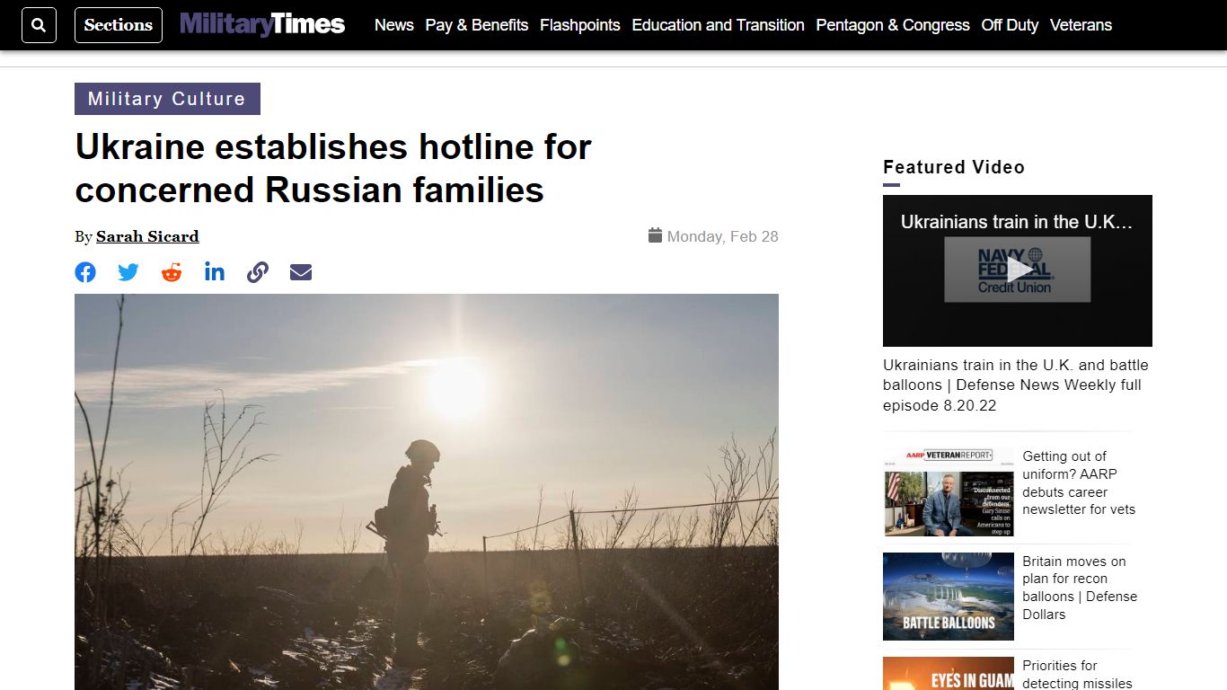Ukraine establishes hotline for concerned Russian families - Military Times